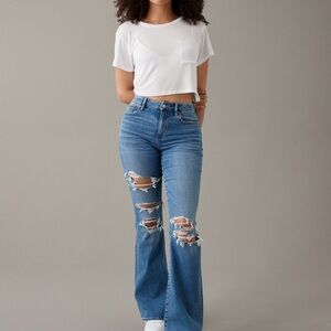 AE Stretch Curvy Ripped Super High-Waisted Flare Jean